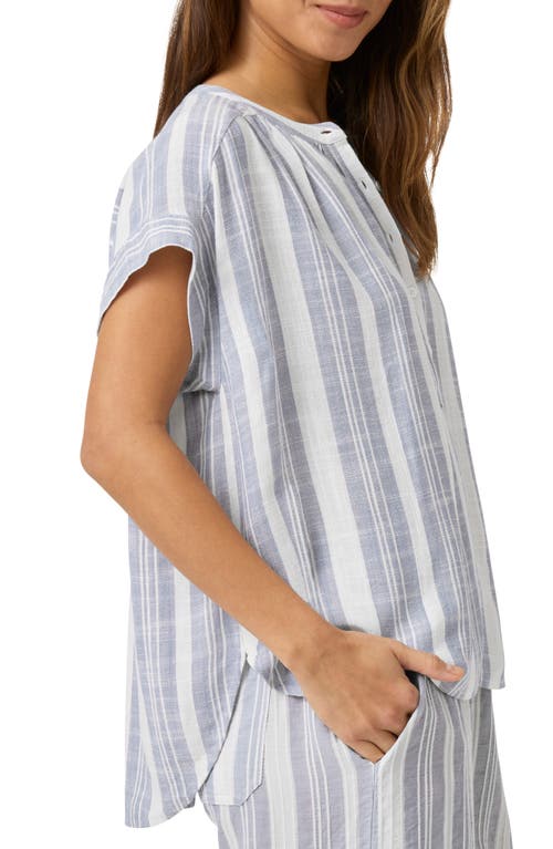Splendid Raegan Striped Linen-blend Blouse In White/seaport