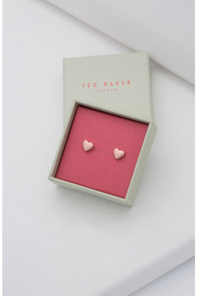 Harly Heart Stud Earrings, Alternate, color, ROSE GOLD
