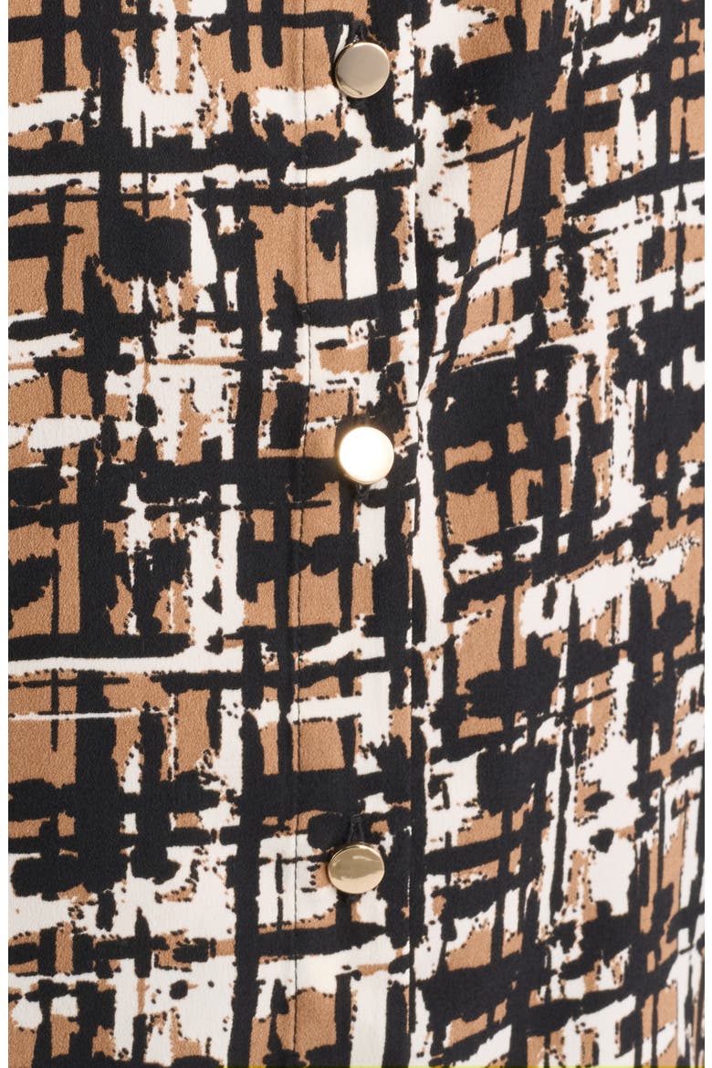 Grid Print Three-Quarter Sleeve Button Front Shirt, Alternate, color, VICUNA MULTI