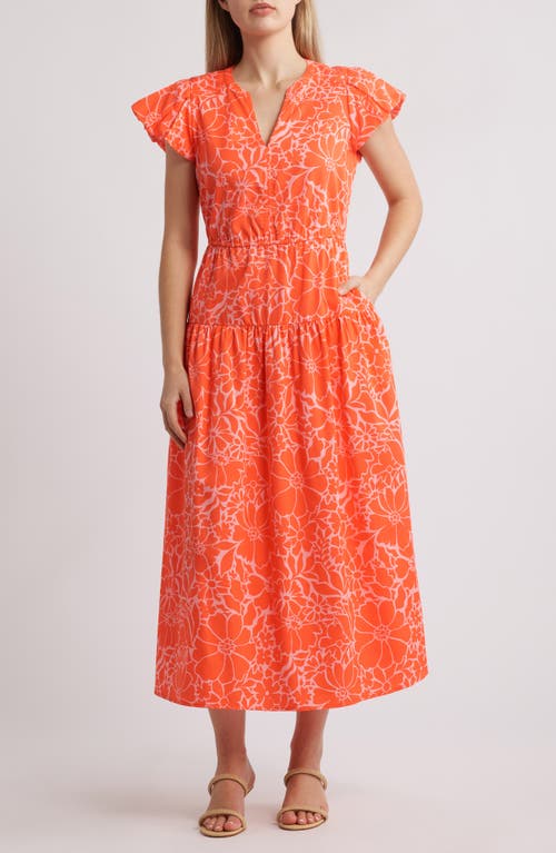 Wit & Wisdom Floral Cotton Blend Dress In Pink/papaya Punch