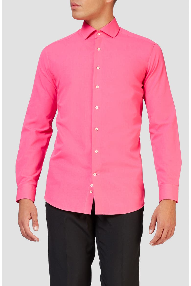 Mr. Pink Modern Tailored Fit Wrinkle Resistant Button-Up Shirt, Alternate, color, PINK
