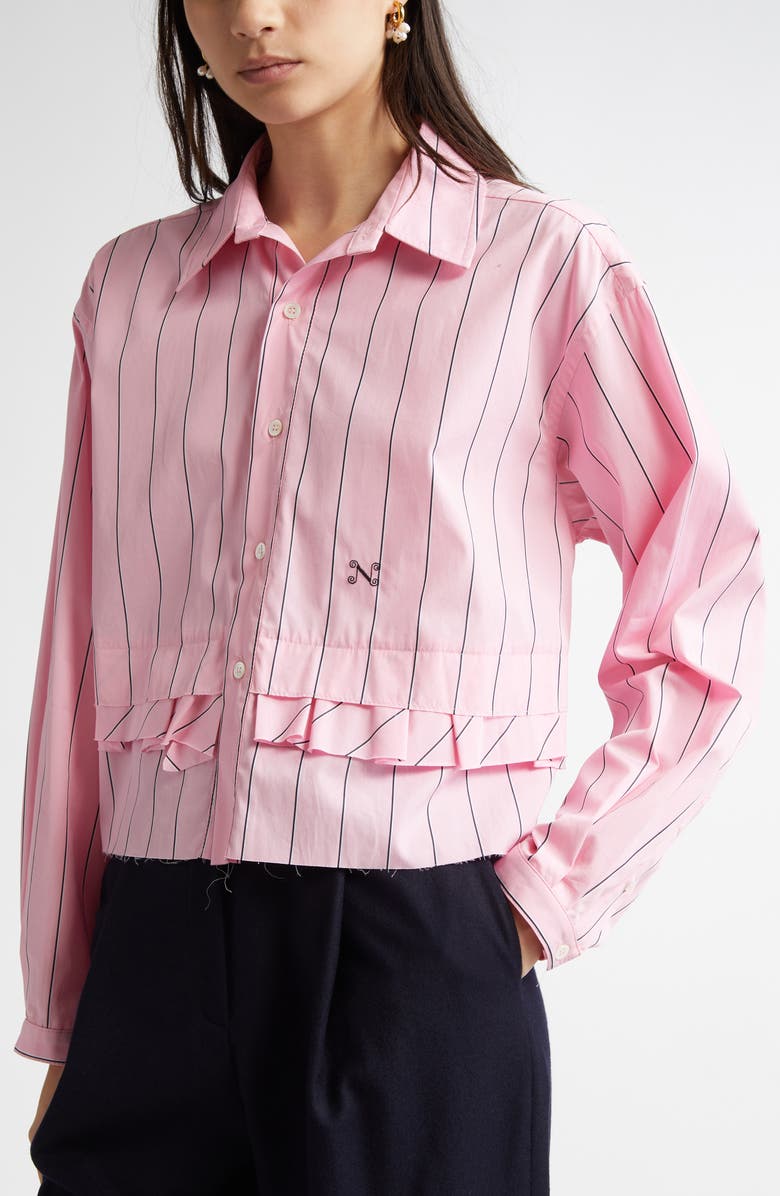 NACKIYÈ Stripe Crop Button-Up Shirt, Alternate, color, 