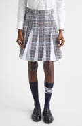 Thom Browne Plaid Drop Back Pleated Tweed Skirt