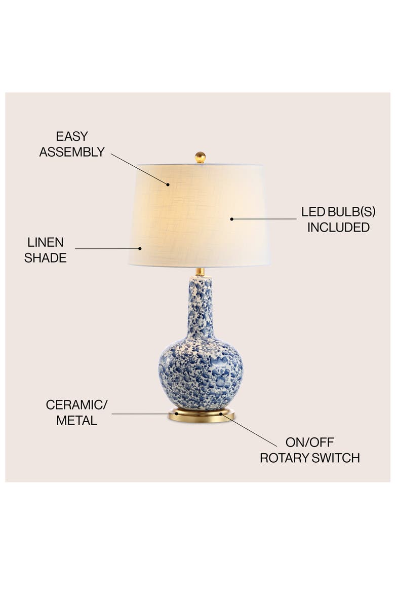 Chinois 30" Ceramic/Iron Classic Cottage LED Table Lamp, Blue/White, Alternate, color, Blue/White