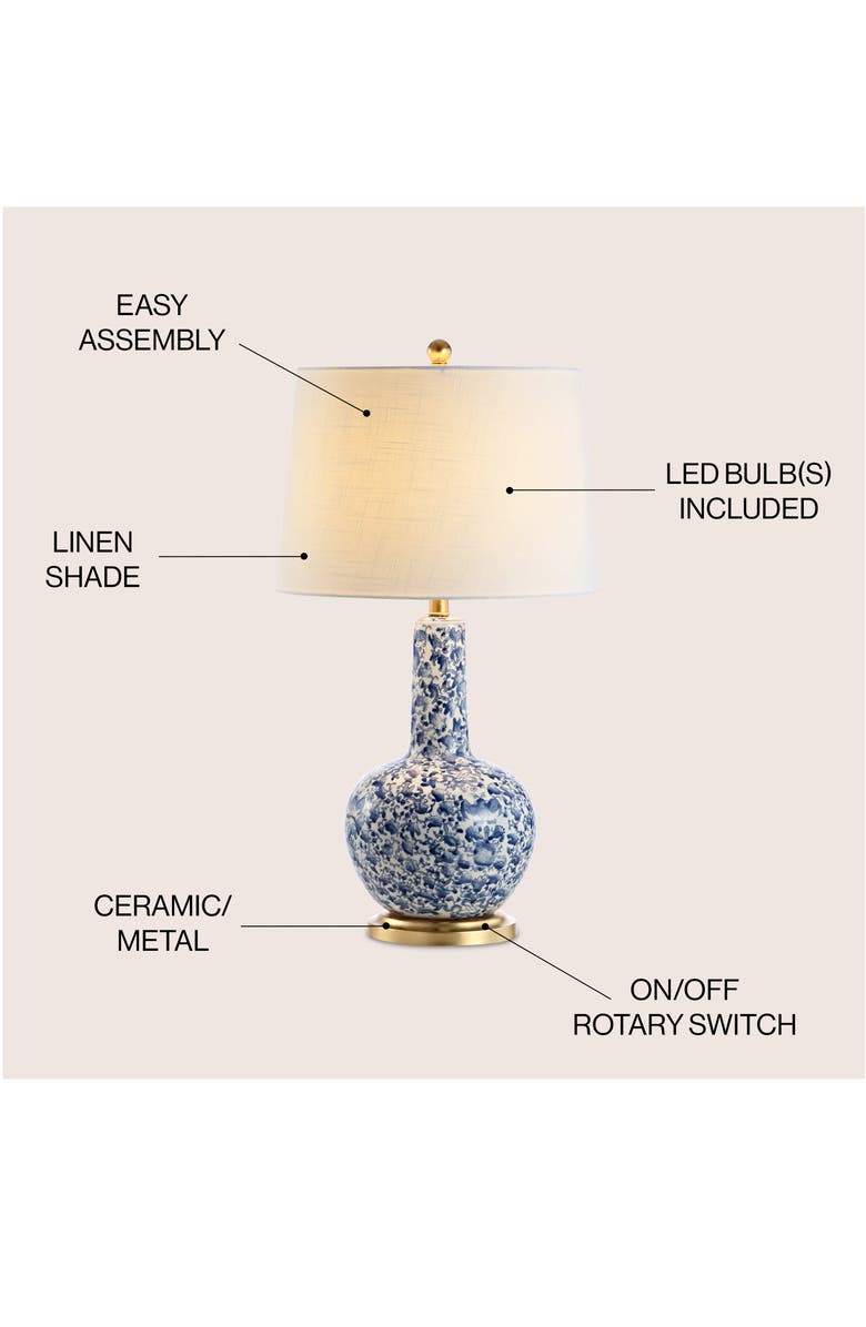 JONATHAN Y Chinois 30" Ceramic/Iron Classic Cottage LED Table Lamp, Blue/White, Alternate, color, Blue/White