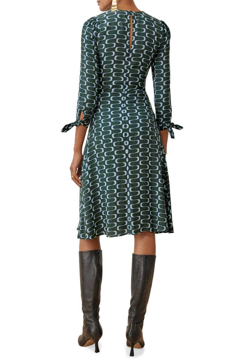 Reformation Port Print Long Sleeve Midi Dress, Alternate, color, 