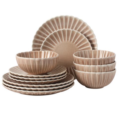 Peach Orchard 12 Piece New Bone China Dinnerware Set