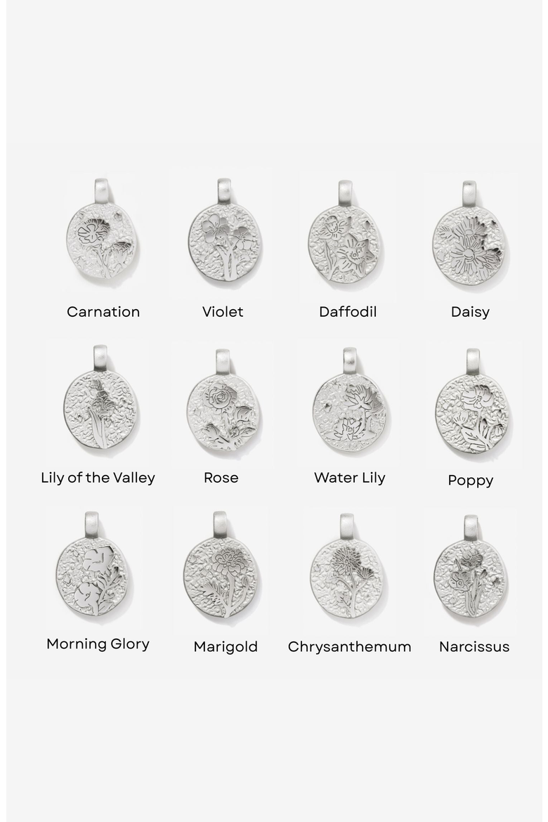 Silver Birth Flower Necklace, Alternate, color, Water Lily July