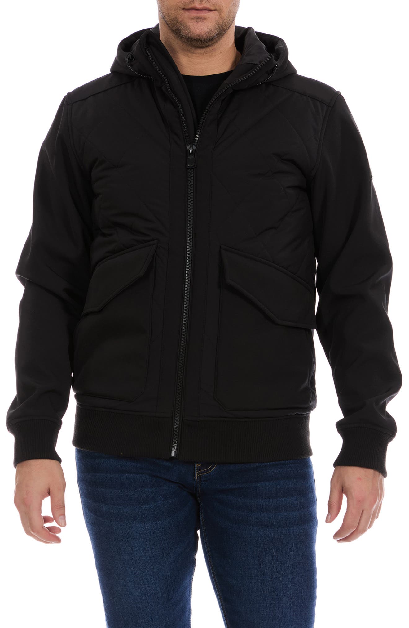 Perry Ellis Hooded Quilted Bomber Jacket