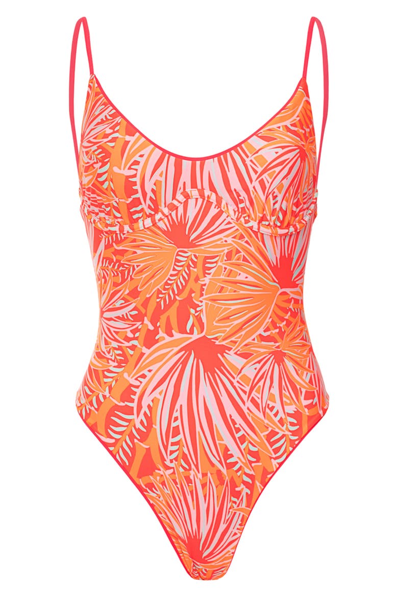 Celine Reversible One-Piece Swimsuit, Alternate, color, RED
