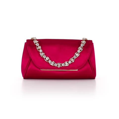 Seraphina Satin Clutch with Crystal Necklace Handslip