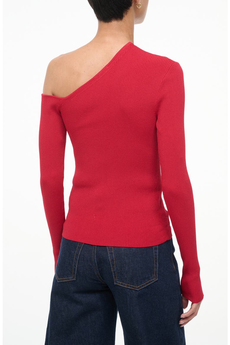 Lois One Shoulder Rib Top, Alternate, color, ROUGE