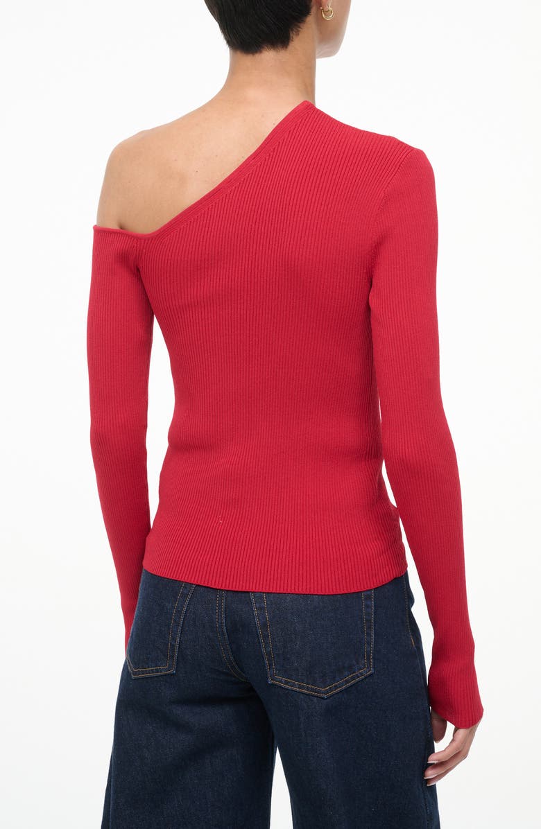 STAUD Lois One Shoulder Rib Top, Alternate, color, Rouge