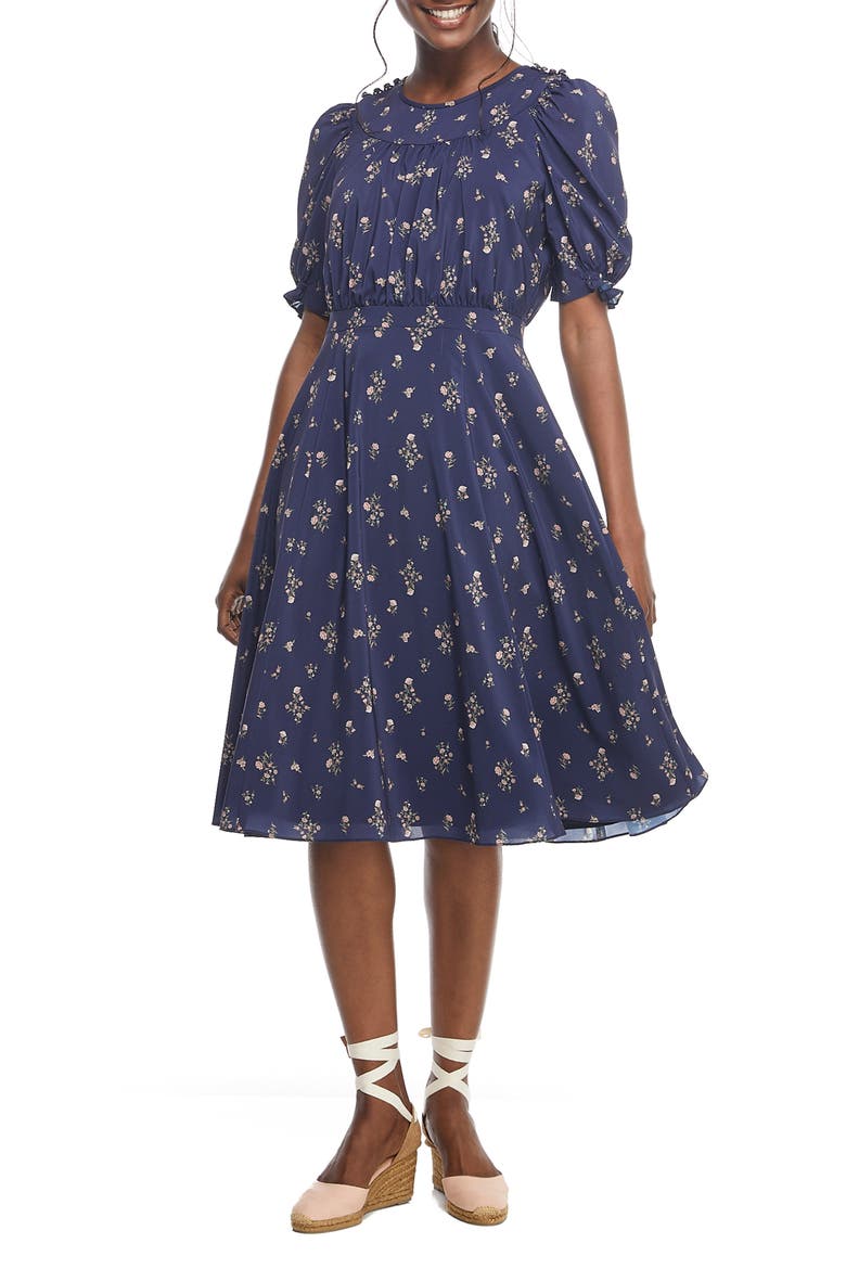 Emily Fit & Flare Dress (Nordstrom Exclusive), Main, color, NAVY/ VINTAGE CORAL