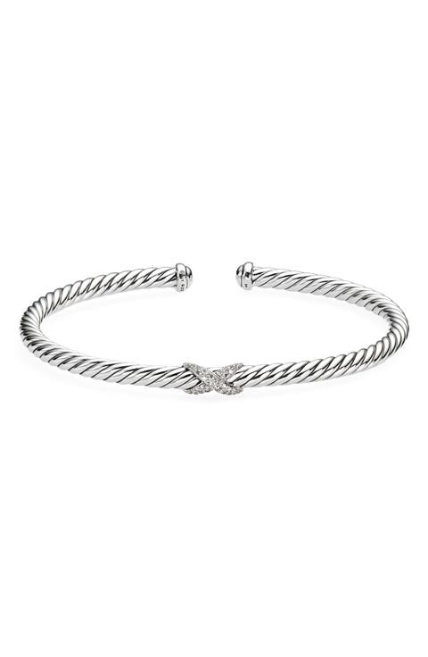 Cable Flex X Station Bracelet in Sterling Silver with Diamonds, 4mm