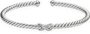 David Yurman Cable Flex X Station Bracelet in Sterling Silver with Diamonds, 4mm