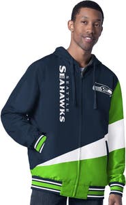 G-III SPORTS BY CARL BANKS Men's G-III Sports by Carl Banks College Navy/Charcoal Seattle Seahawks Dual Threat Reversable Full-Zip Hooded Jacket