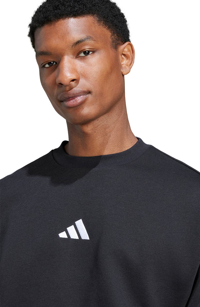 adidas Essential 3-Stripes Fleece Pullover, Alternate, color, Black/ White