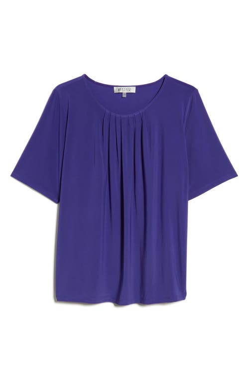 Kasper Pleat Neck Top In Blue