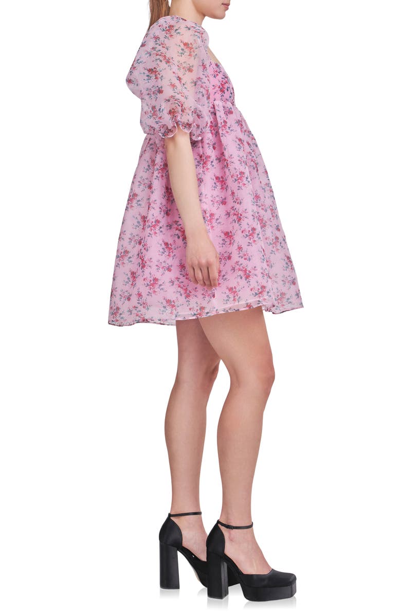 Endless Rose Floral Puff Sleeve Organza Babydoll Dress, Alternate, color, 