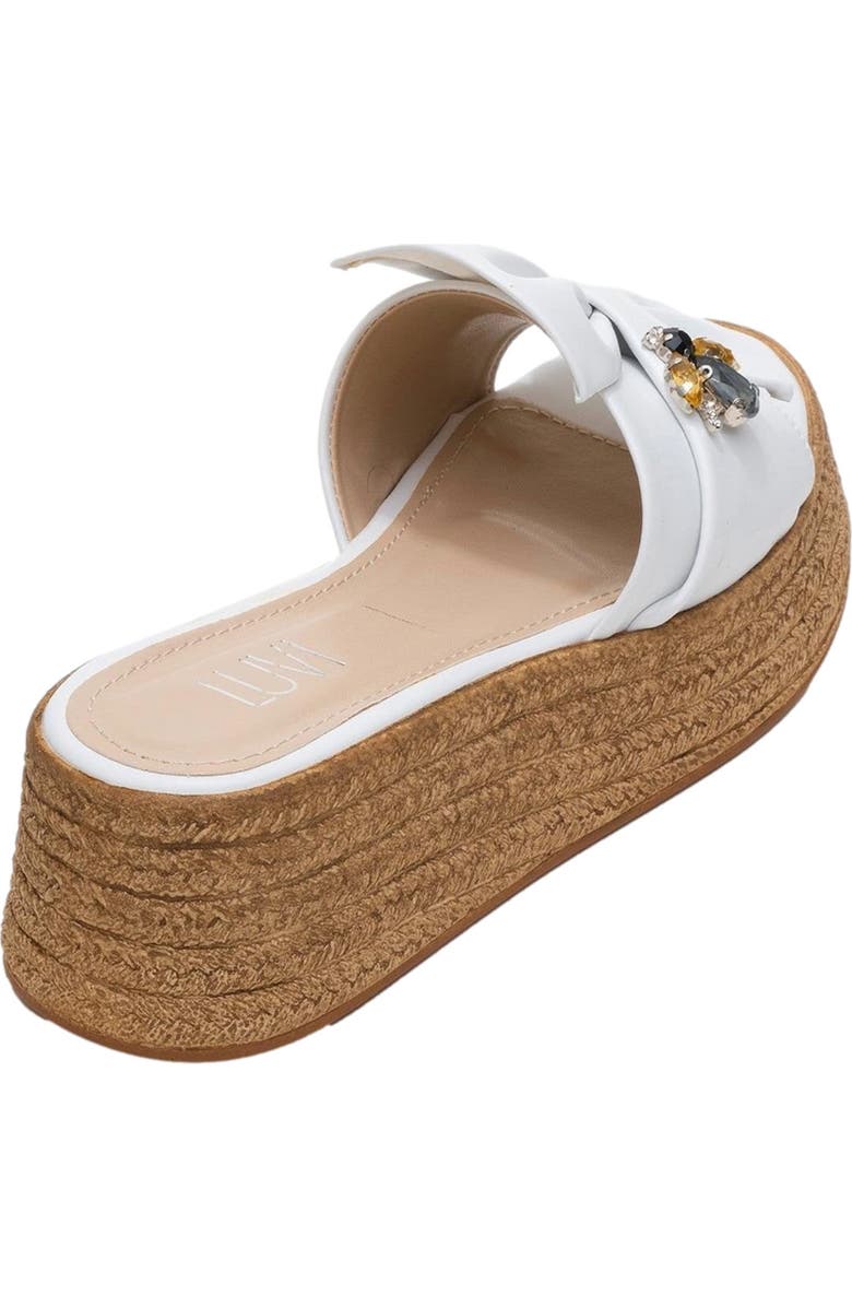 Prologue Shoes Shara Braided Bow & Bee Buckle Platform Sandal, Alternate, color, White Faux Leather