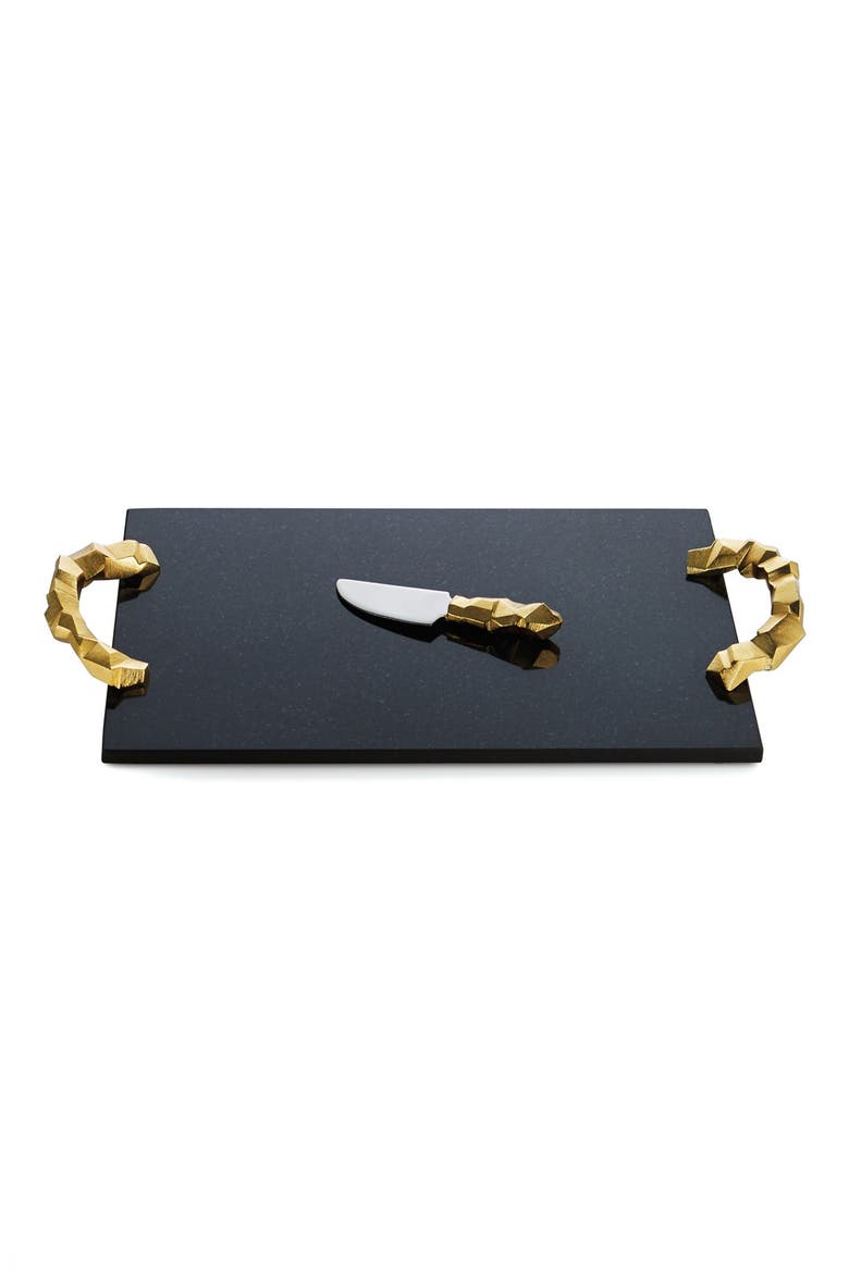 'Rock' Cheeseboard & Knife, Main, color, GOLD