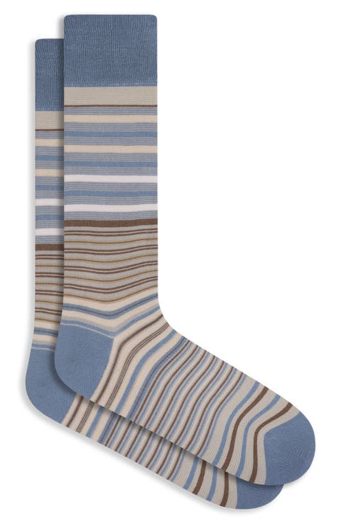 Stripe Cotton Blend Dress Socks