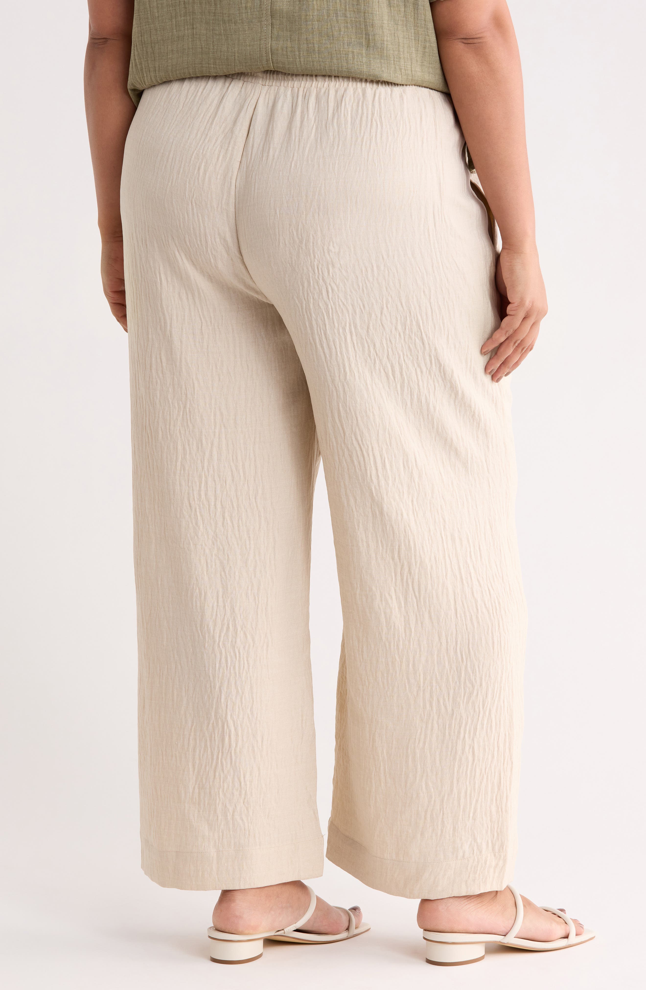 Wide Leg Textured Woven Drawstring Pants - image 4