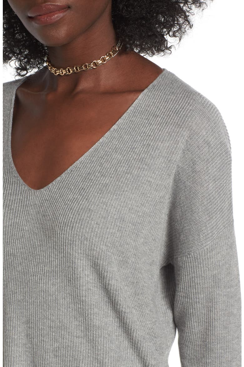 V-Neck Pullover, Alternate, color, GREY MED HTHR