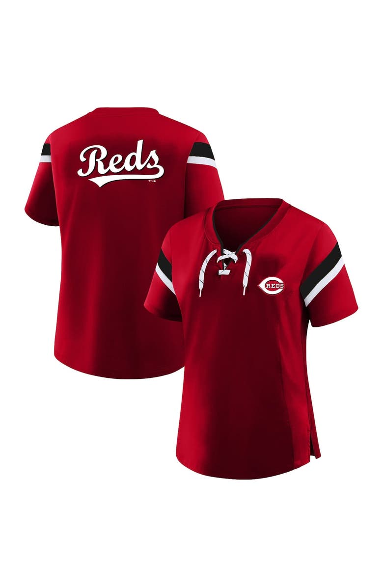 PROFILE Women's Profile  Red Cincinnati Reds Lace-Up T-Shirt, Main, color, Red