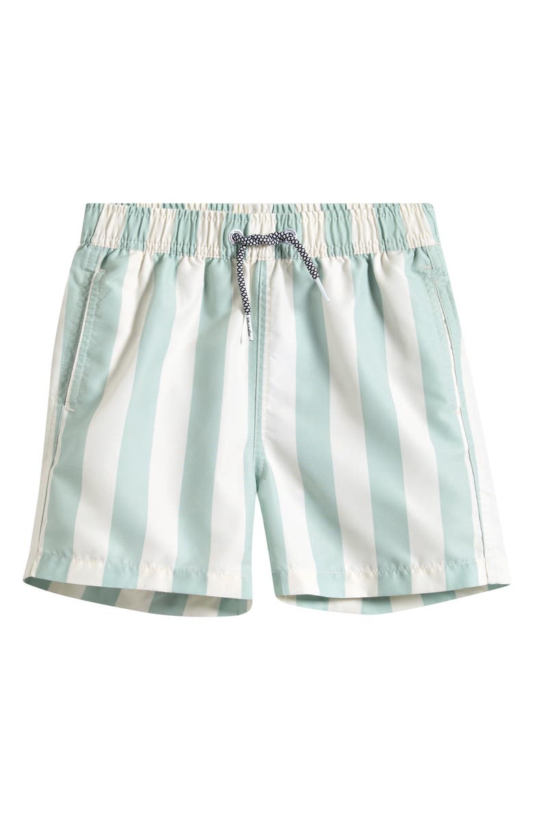Boardies Kids' Fistral Stripe Swim Trunks, Main, color, Green/ Cream