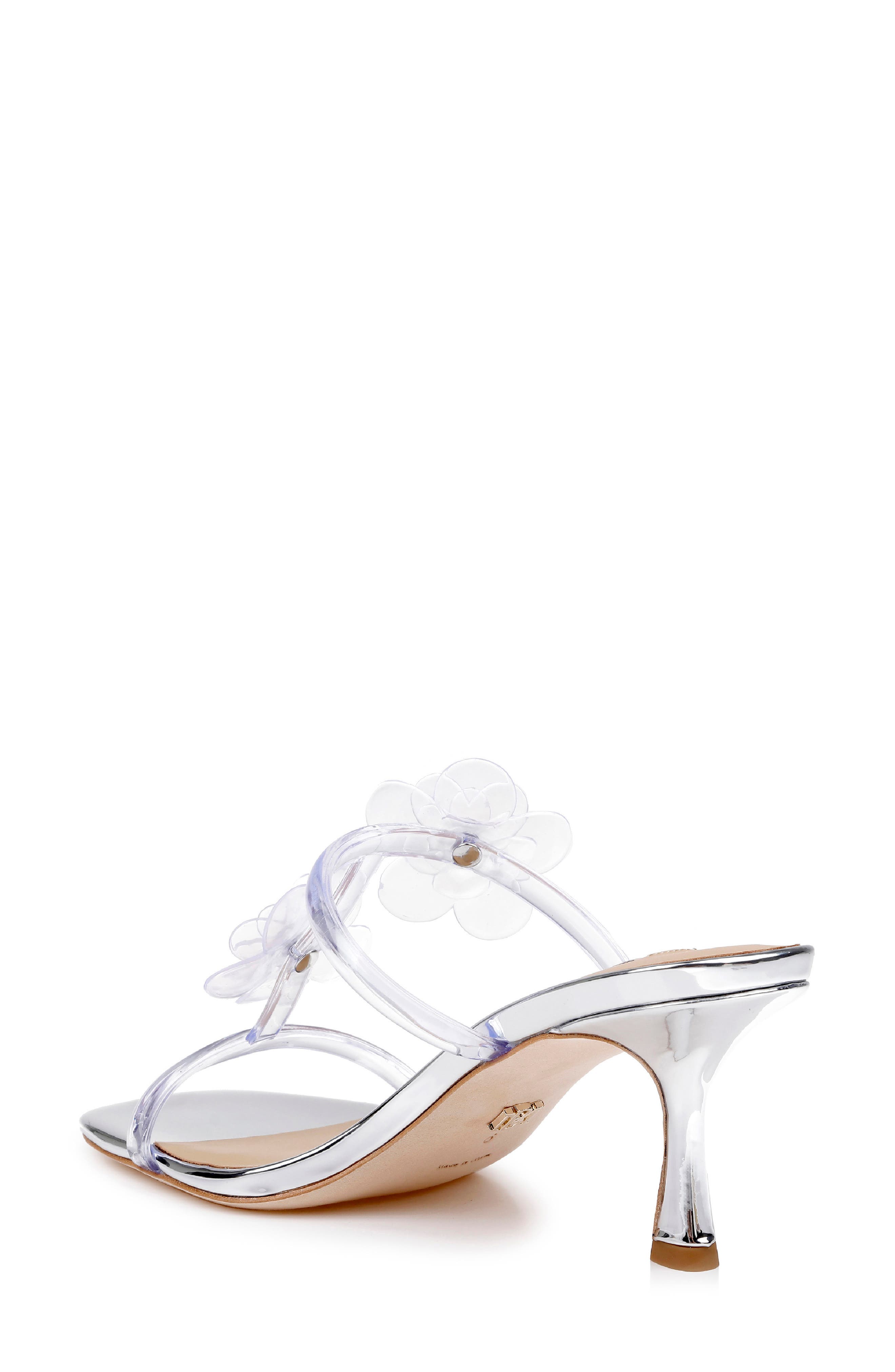 Badgley Mischka Collection Xyra T-Strap Sandal, Alternate, color, Clear/ Silver