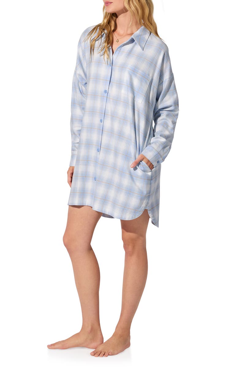 BedHead Pajamas Long Sleeve Organic Cotton Sleep Shirt, Alternate, color, Mountain Plaid