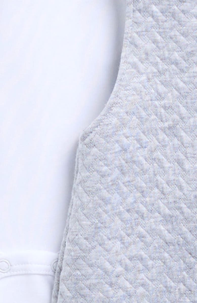 Kissy Kissy Collared Bodysuit & Jacquard Knit Overalls Set, Alternate, color, Light Grey