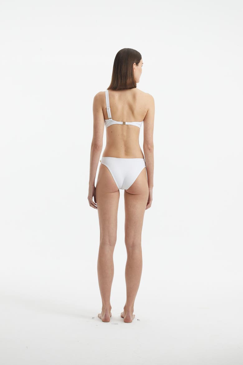 Eyre One Shoulder Textured Bikini Top, Alternate, color, White