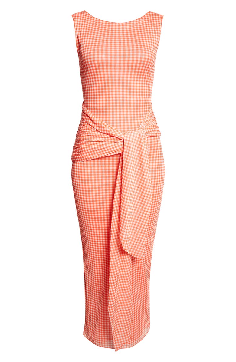 Toccin Wylie Tie Front Gingham Midi Dress, Alternate, color,