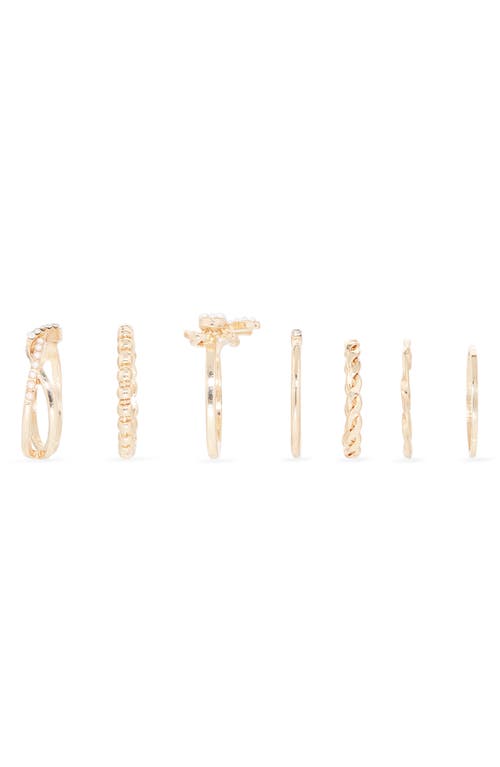 Bp. Sweet Set Of 7 Rings In Gold