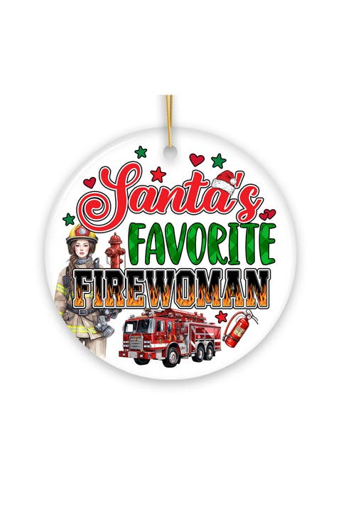 Santas Favorite Firewoman Holiday Ornament - Version 2