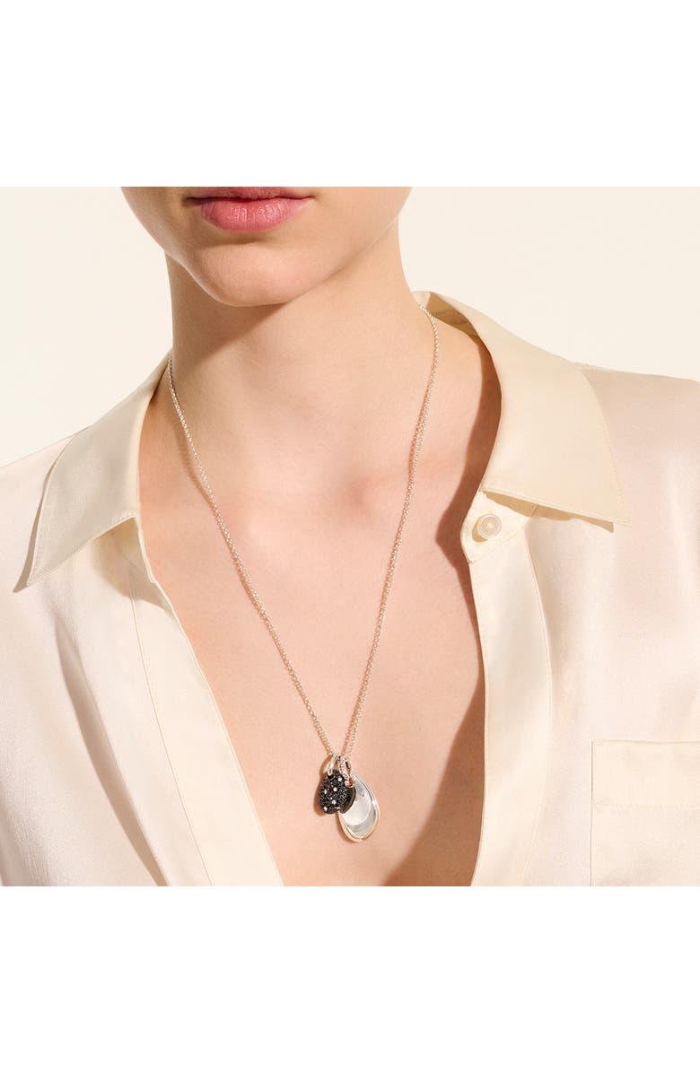 John Hardy Pebble Duo Necklace, Sterling Silver, Black Sand Diamond Pavé, Alternate, color, 