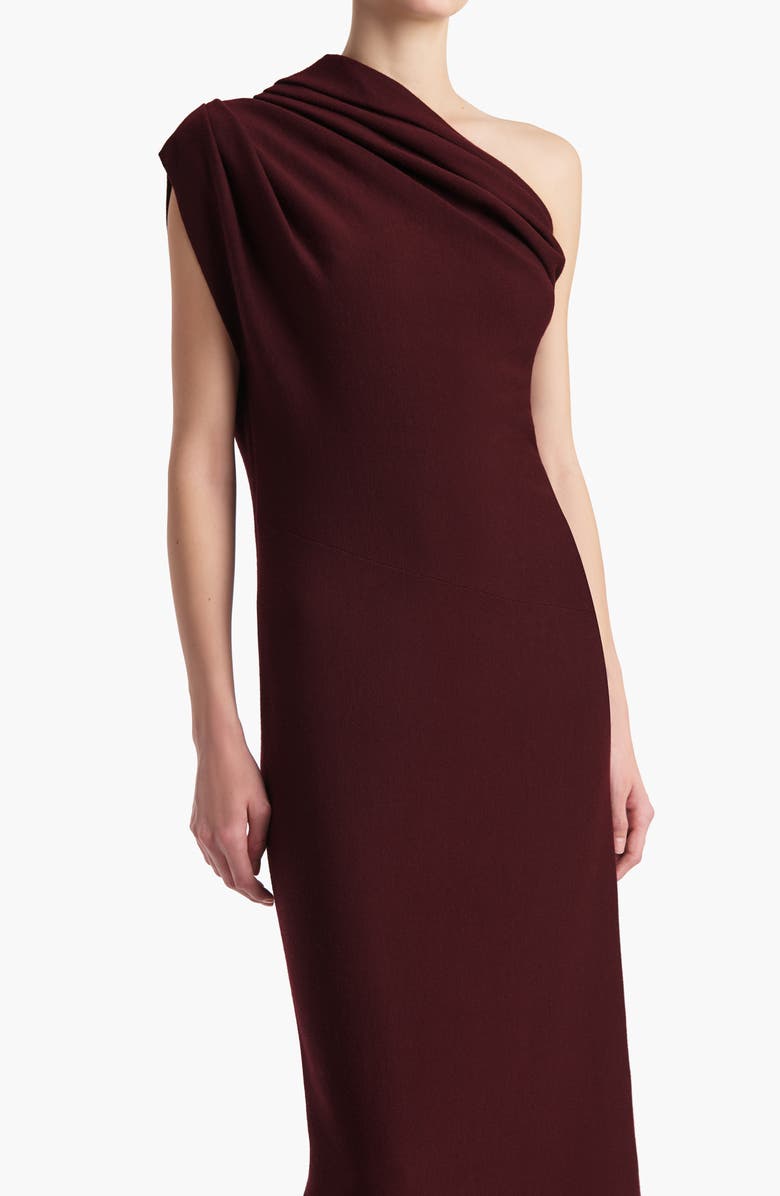 Khaite Coast One Shoulder Wool Blend Dress, Alternate, color, Jam