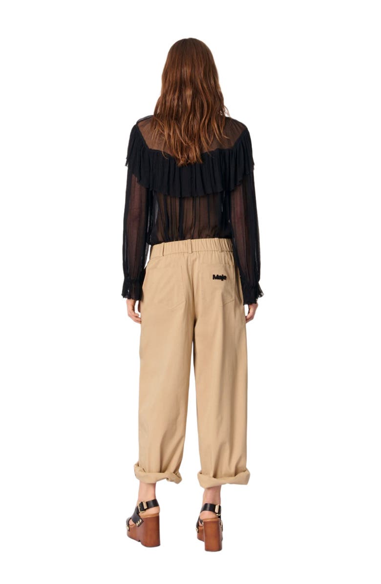 maje Ruffled chiffon top, Alternate, color, 