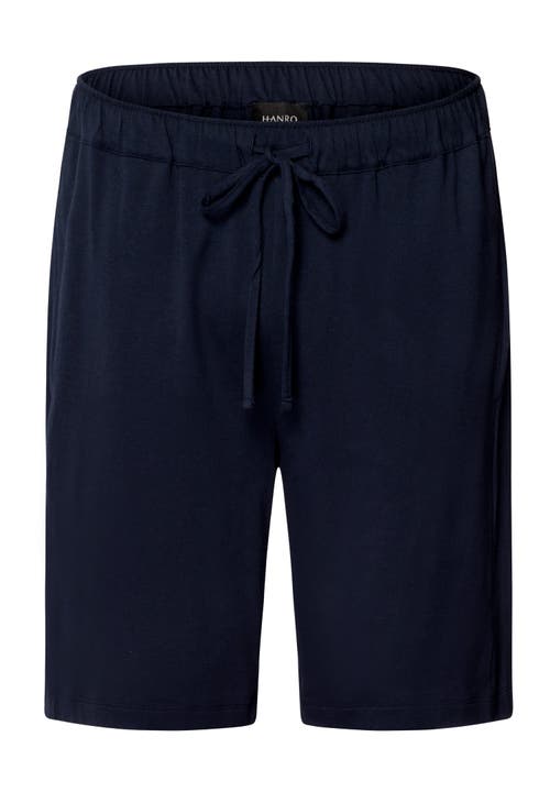 Hanro Natural Living Organic Cotton Drawstring Shorts In Deep Navy