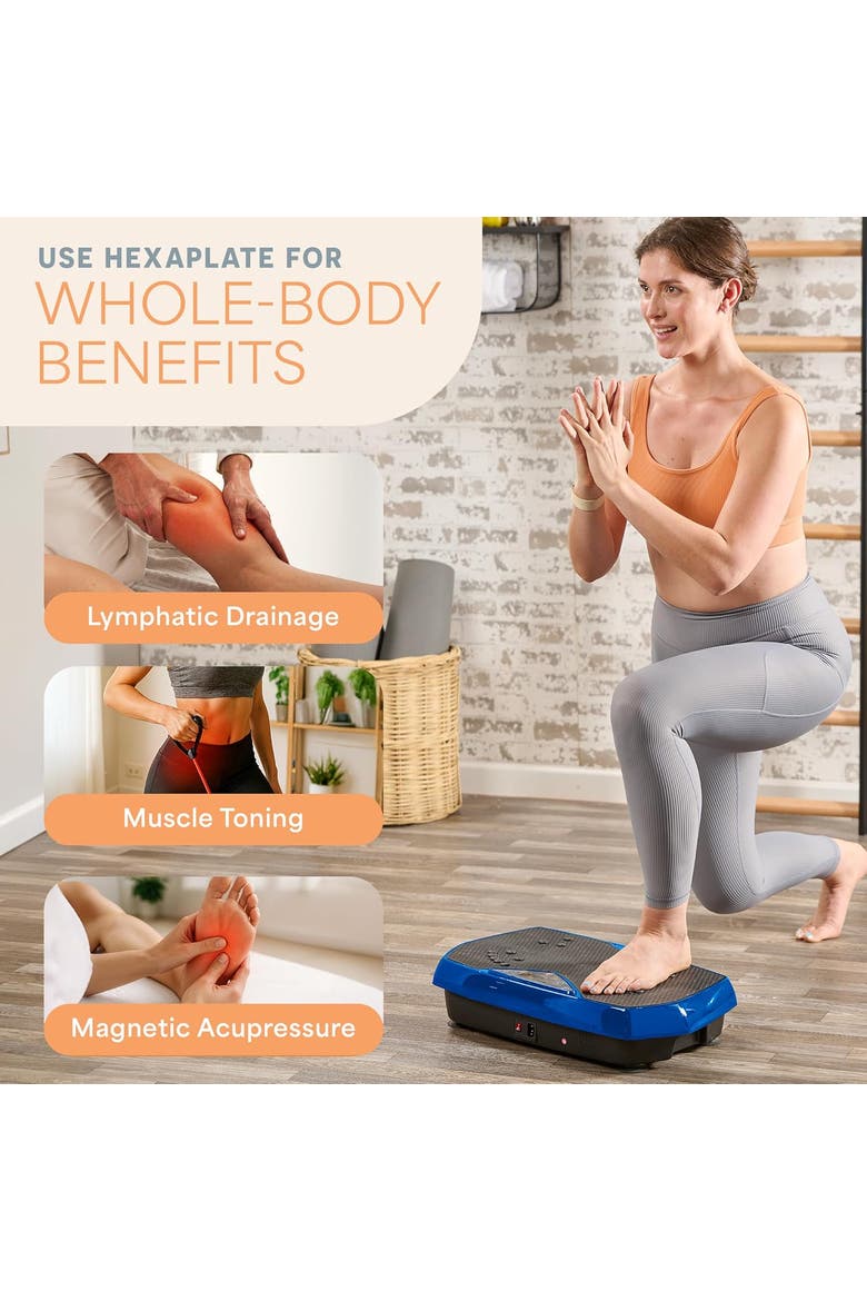 HexaPlate Lite Vibration Plate Exercise Machine Full Body Recovery and Muscle Toning, Alternate, color, Blue