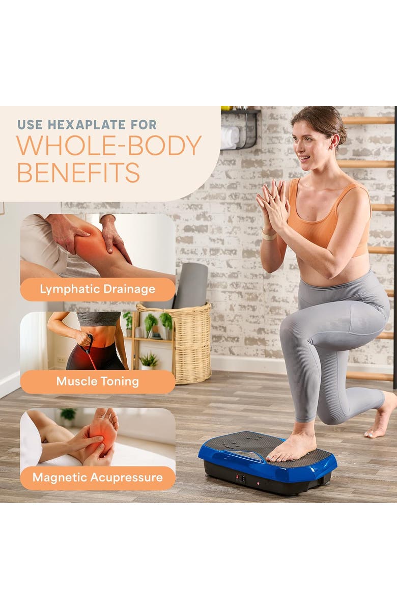 Lifepro Vibration Plate Exercise Machine Magnetic Acupoints Platform for Muscle Toning and Recovery, Alternate, color, Blue