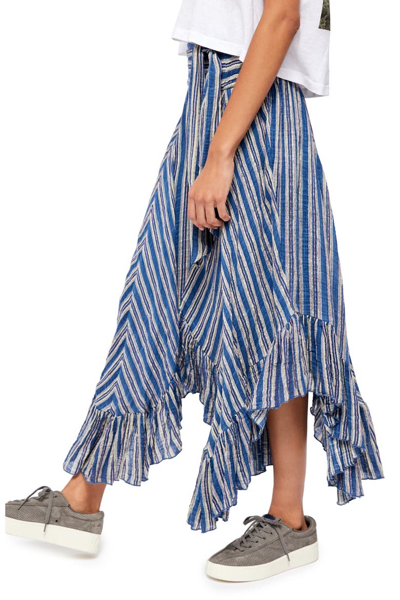 Giselle Chevron Asymmetrical Skirt, Alternate, color, NAVY COMBO