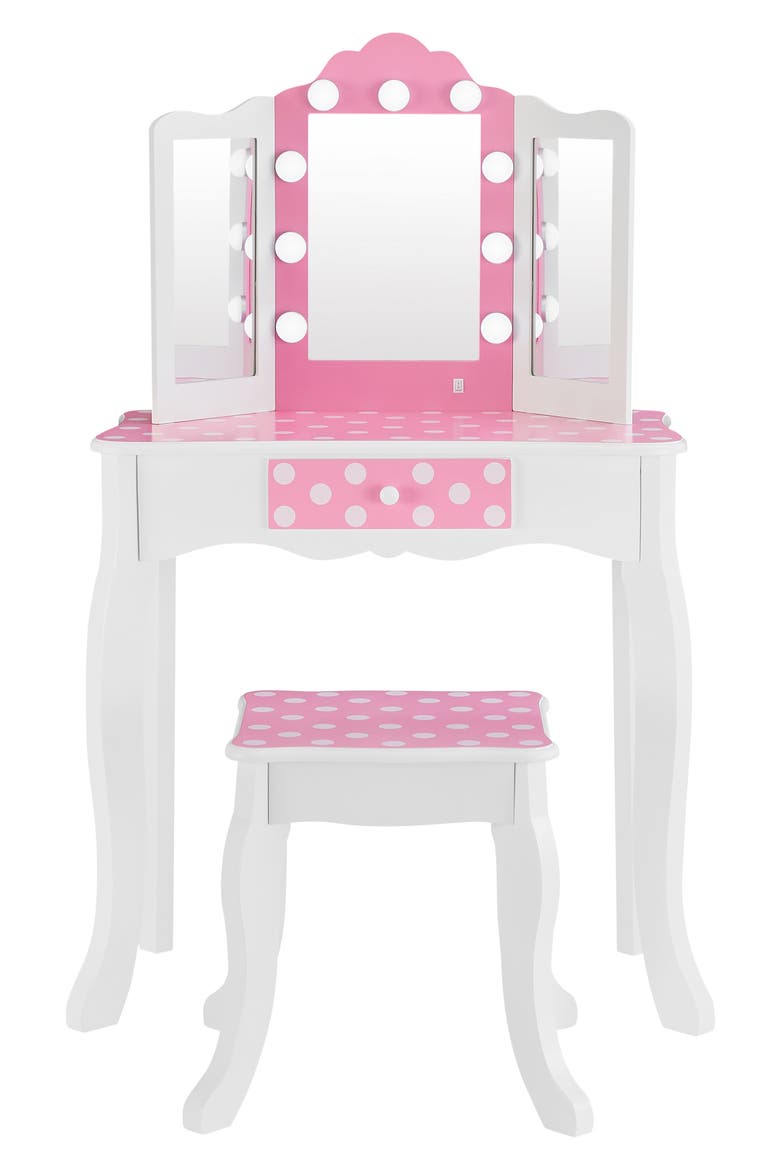 Fantasy Fields Gisele Vanity Table & Stool Set, Main, color, PINK