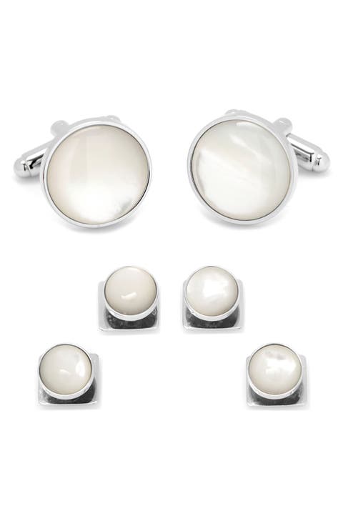 Mother-of-Pearl Cuff Link & Stud Set