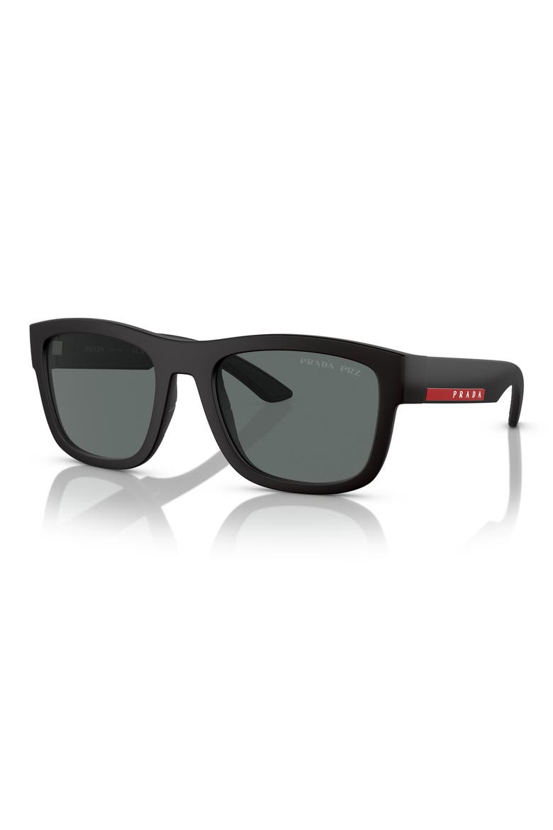 53mm Polarized Pillow Sunglasses, Alternate, color, RUBBER BLACK