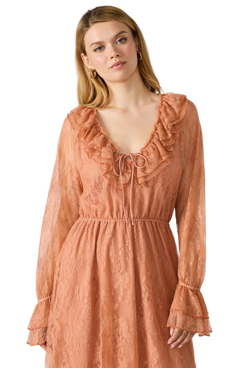 Steve Madden Rosabella Long Sleeve Lace Dress, Alternate, color, Clay