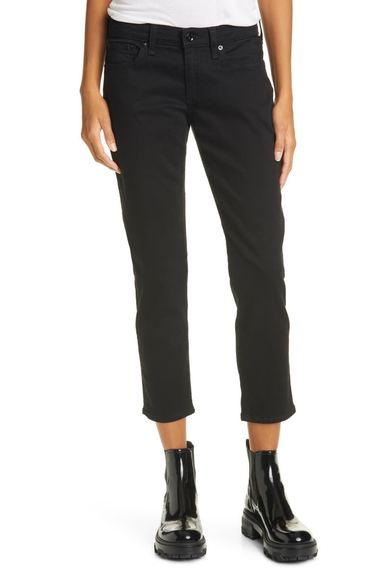 Dre Slim Crop Boyfriend Jeans, Main, color, NO FADE BLACK